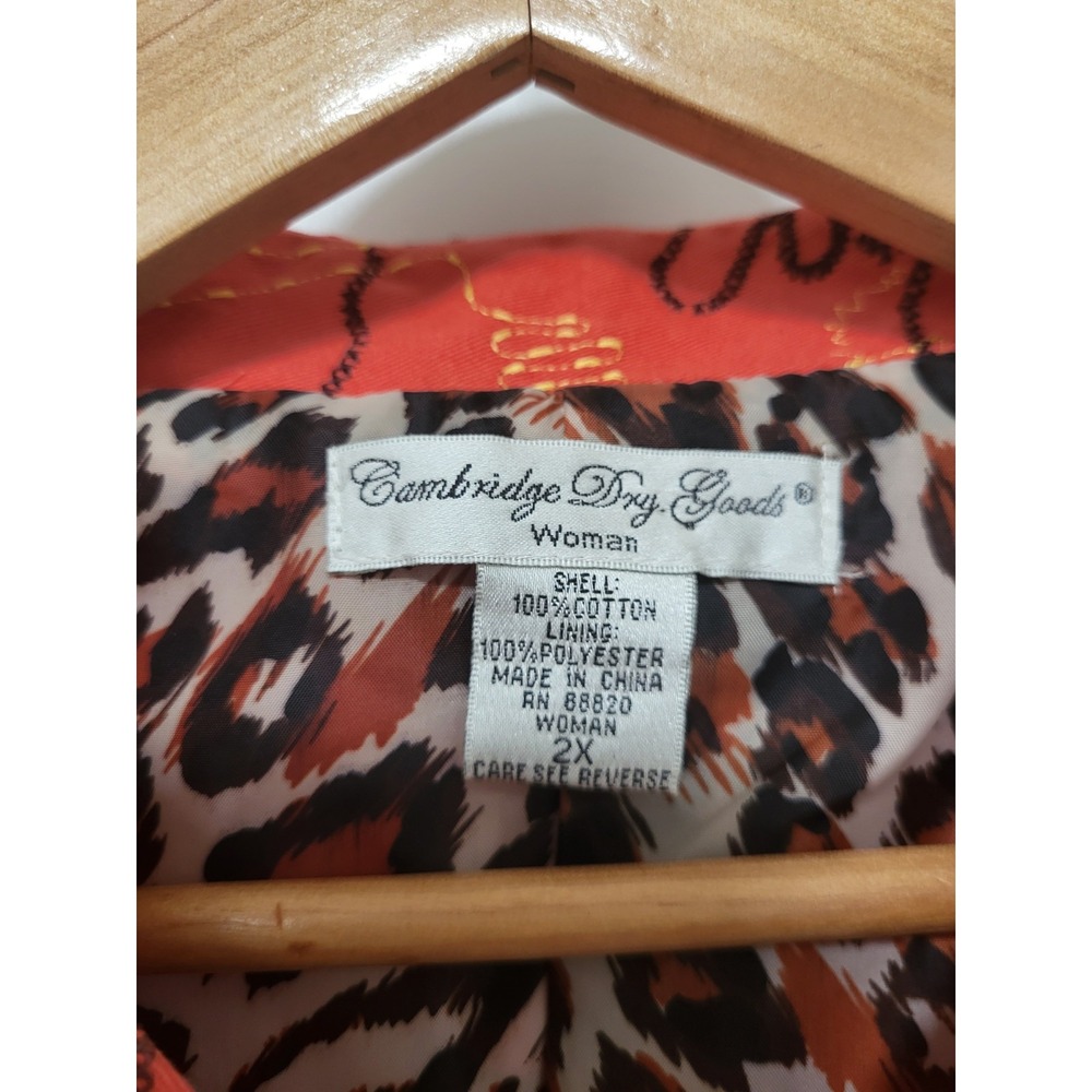 Vtg Cambridge Dry Goods Geometric Embroidered Autumn 1 Hook Blazer Jacket Sz 2X - Picture 8 of 8